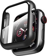 HB Glas Geschikt Apple Watch Series 7 (45mm) Screenprotector Zwart - Tempered Glass met Behuizing