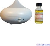 Aroma Diffuser 210ML met LED verlichting - Luchtbevochtiger – Verdamper – Aromatherapie - Geurverspreider - Wit - incl. White Sage Satya Aromatische Olie