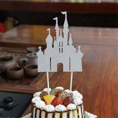 Taart Decoratie - Prinses - Kasteel - Taarttopper - Zilver - Glitter