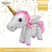 Eenhoorn Ballon * Snoes * Staande Unicorn Ballon 58 cm Wit met Licht Roze * Regenboog Verjaardag * Kinderfeestje * Happy Birthday * Verjaardag Decoratie * Paardenmeisje
