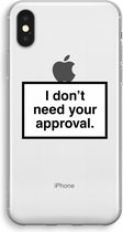 Case Company® - iPhone X hoesje - Don't need approval - Soft Case / Cover - Bescherming aan alle Kanten - Zijkanten Transparant - Bescherming Over de Schermrand - Back Cover