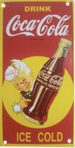 Drink Coca-Cola Ice Cold Emaille Bord - 21 x 11 cm