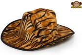 Partychimp Cowboyhoed Tiger Carnaval - Polyester - Bruin/Zwart - One-size