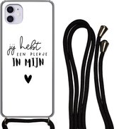 Hoesje met koord Geschikt voor iPhone 12 - Jij hebt een plekje in mijn hart - Partner - Quotes - Spreuken - Siliconen - Crossbody - Backcover met Koord - Telefoonhoesje met koord - Hoesje met touw