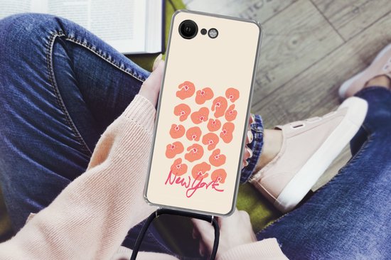 Coque avec cordon iPhone SE 2020 - Bloem - Abstrait - New York - Siliconen - Bandoulière - Coque arrière avec cordon - Coque pour téléphone avec cordon - Coque avec corde