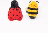 Zippy Paws ZP1008 Crinkle 2-Pack Bee and Ladybug - Speelgoed voor dieren - honden speelgoed – honden knuffel – honden speeltje – honden speelgoed knuffel - hondenspeelgoed piep - hondenspeelg