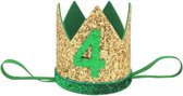 haarkroon, verjaardagskroon, kroon, jongen, 4, groen, goud, wild, themafeest, thema