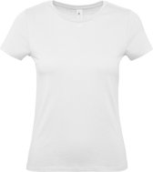 Wit basic t-shirts voor dames met ronde hals - katoen - 145 grams - witte shirts / kleding L (40)