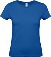 Blauw basic t-shirts met ronde hals voor dames - katoen - 145 grams - blauwe shirts / kleding S (36)