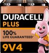 Duracell Plus 9V-batterijen (4 stuks), alkaline batterijen, 6LR61 MN1604