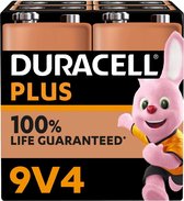Duracell Plus 100% 9v 4 Pack
