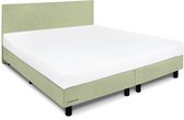 Beddenleeuw Boxspring Bed Nora - 200x210 - Incl. Hoofdbord + Matras - Groen Stof