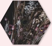 Dried Flower Wild - 80 cm Aluminium Hexagon - Bloemen en Planten - Wanddecoratie