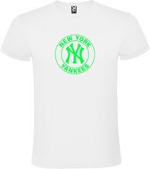 Wit T-shirt ‘New York Yankees’ Groen Maat L