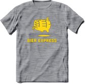 Bier Express T-Shirt | Unisex Kleding | Dames - Heren Feest shirt | Drank | Grappig Verjaardag Cadeau tekst | - Donker Grijs - Gemaleerd - XL