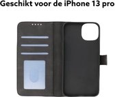 Apple iphone 13 pro hoesje zwart bookcase met kaart houder/iphone 13 pro hoesje wallet case black