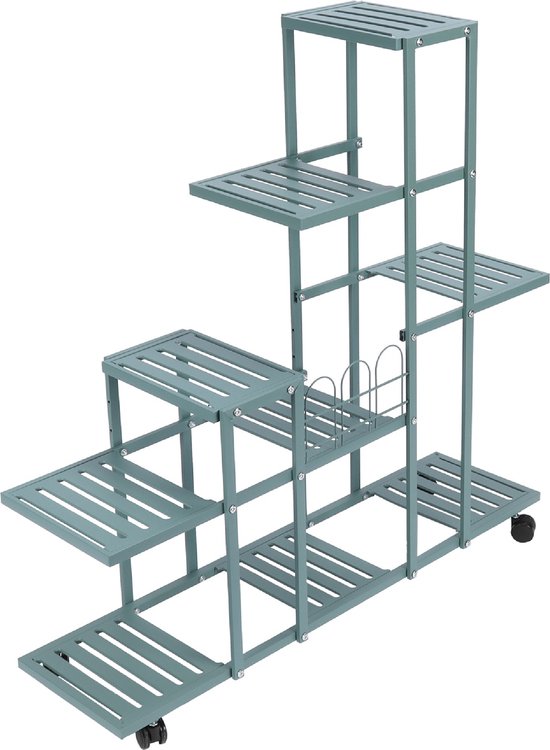 MYMULIKE Houten metalen plantenstandaard, 5 etages, voor binnen en buiten, 94 cm hoek, bloemenrek, plantenrek voor meerdere p aanbieding bij Amazon