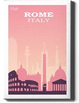 Walljar - Rome Roze Skyline - Muurdecoratie - Canvas schilderij