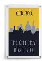 Walljar - Chicago Skyline - Muurdecoratie - Plexiglas schilderij