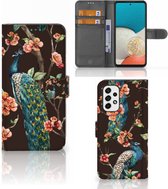 Telefoonhoesje Geschikt voor Samsung Galaxy A53 Flipcase Cover Pauw met Bloemen