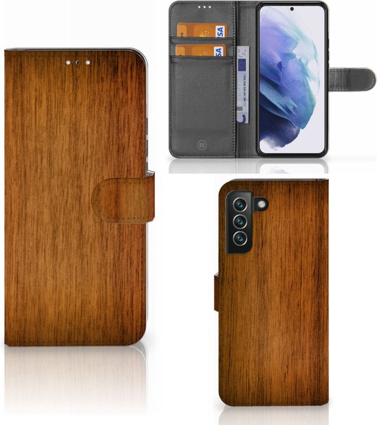 paniek tellen Saai Telefoonhoesje Samsung Galaxy S22 Plus Wallet Book Case Donker Hout |  bol.com