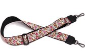 STUDIO Ivana - Gekleurde tassenband 5 cm met bloemenprint - Bagstrap met bloemen dessin - camel/roze/wit/zwart