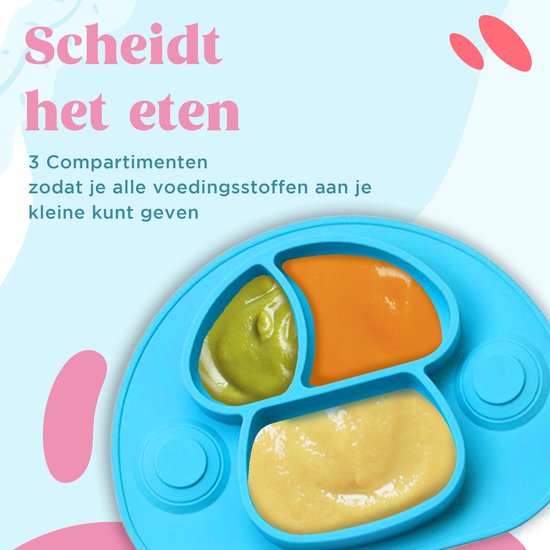 Nevi Kunststof Placemats - Kinderbestek Kinderservies Baby servies- Kinderbord - Placemat kinderen - Bord met zuignappen Blauw van Nevi — afbeelding 3
