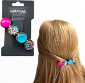 Hairpin.nu Color Hairclip XL glas cabochon haarspeld  roze - turquoise -bloem