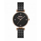 Lee Cooper LC06869.450 - Horloge - Analoog - Dames - Vrouwen - stalen band - Zwart - Rosékleurig