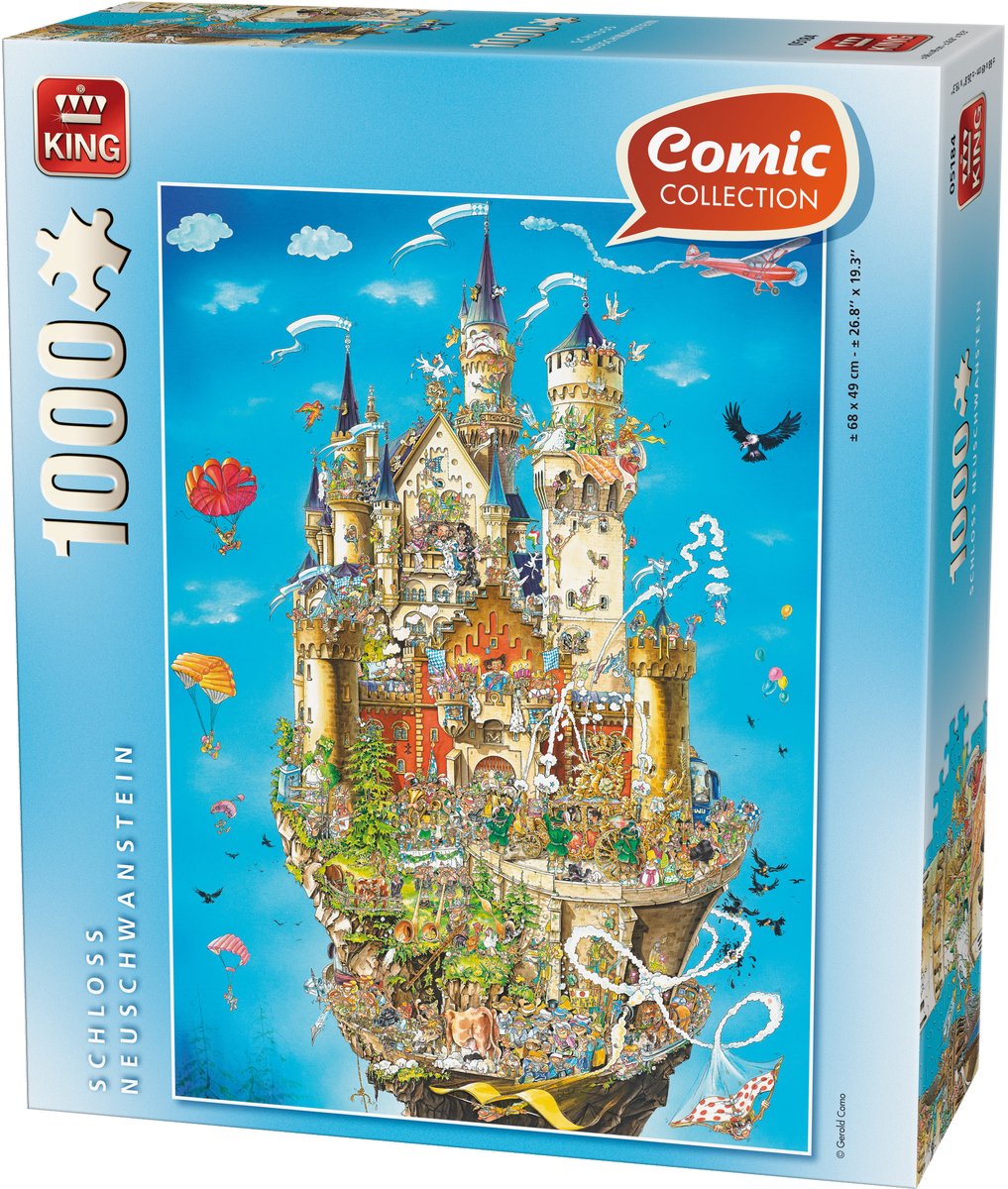 Puzzel Comic Neuschwanstein - Legpuzzel - 1000 Stukjes