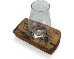 Whiskyglashouder van oude whiskyvaten met 1 Glencairn Whiskyglas - Darach en Glencairn Crystal Scotland Image