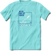 ME-262 Vliegtuig T-Shirt | Unisex leger Kleding | Dames - Heren Straaljager shirt | Army F16 | Grappig bouwpakket Cadeau | - Licht Blauw - XXL