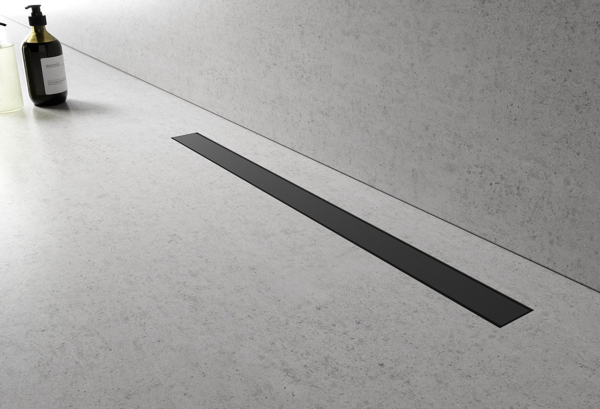 Badplaats Douchegoot 60 cm BP02 Douchedrain met Zwart Rooster 7 cm