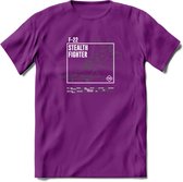 F-22 Vliegtuig T-Shirt | Unisex leger Kleding | Dames - Heren Straaljager shirt | Army F16 | Grappig bouwpakket Cadeau | - Paars - M