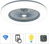 Plafondventilator - Smart Lamp - Plafond Ventilator met Verlichting - Afstandsbediening - Dimbaar - Blauw - Plafondventilator - Moderne lamp