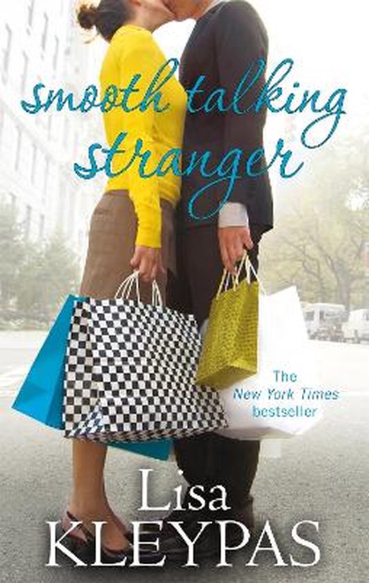 Un couple s'embrasse dans la rue, tenant des sacs de courses. Le titre 'smooth talking stranger' est en lettres bleues.