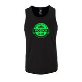 Zwarte Tanktop sportshirt met "Member of the Vodka club" Print Neon Groen Size M