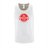 Witte Tanktop sportshirt met " Member of the Vodka club " Print Rood Size S