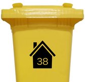 Containersticker - Klikosticker - zwart - met uw huisnummer - 14,5 cm x 15,5 cm - weerbestendig - vuilnisbaksticker