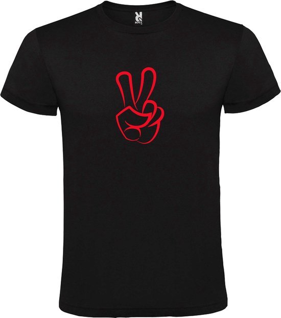T shirt Zwart avec imprimé "Peace / Peace sign" Rouge taille XXXXXL