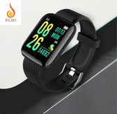 Fiory Smartwatch D13 | Fitness tracker| Bluetooth| Sporthorloge | Fitnesshorloge | Stappenteller| Calorieënmeter| Incl. hartslagmeter | Dames en Heren | zwart