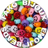 Fako Bijoux® - Emoji / Smiley Kralen XL - Acryl - 10mm - Sieraden Maken - 100 Stuks - Mix