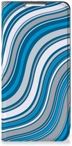 Hoesje Geschikt voor Samsung Galaxy S22 Plus Book Case Golven Blauw