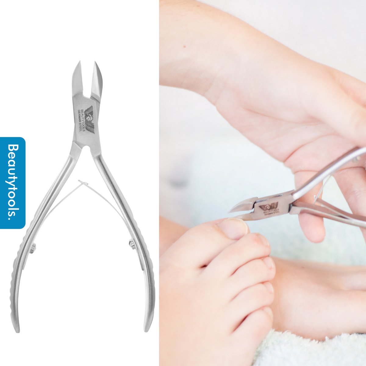 BeautyTools Professionele Nagelknipper - Nageltang voor (Harde) Teennagels en Kalknagels - Pedicure / Manicure tang - Gebogen Snijvlak 18 mm - INOX (NN-0096)
