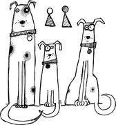Three (Festive) Dogs Unmounted Rubber Stamps (CI-590)