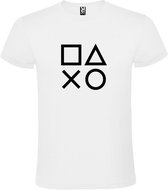 Wit T-shirt ‘PlayStation Buttons’ Zwart Maat 3XL