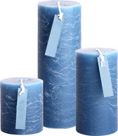 Cactula bijzondere blauwe kleur stompkaarsen set van 3 ø 6.8 x 8 x 13 ern  x 19 cm