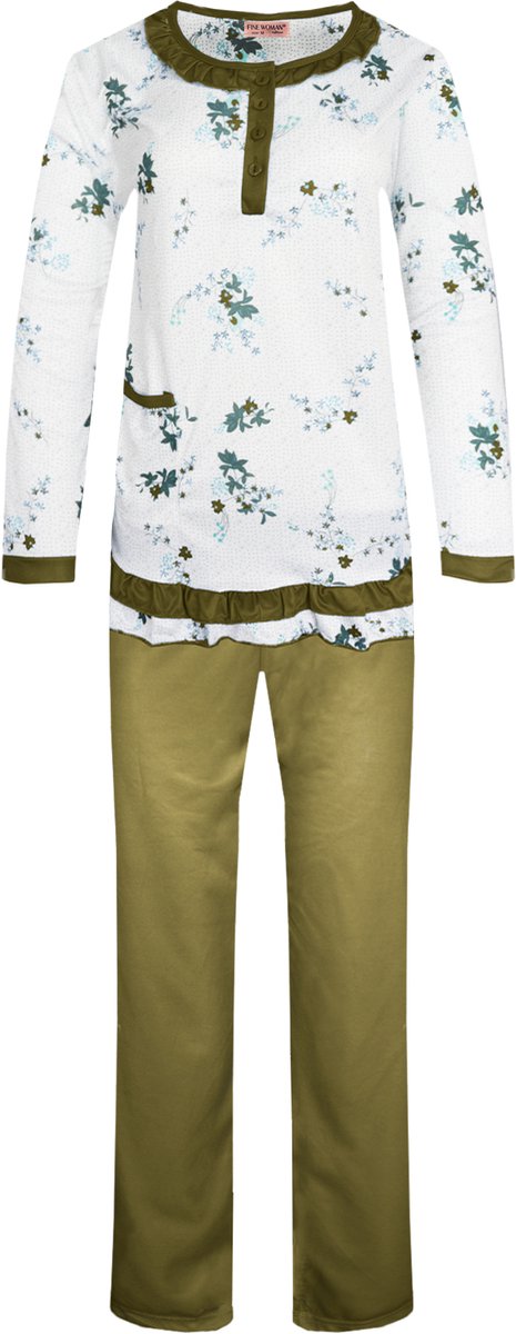 Dames pyjama Fine Woman gebloemd legergroen XXL