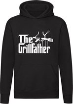 Grillfather Hoodie | BBQ | Barbeque | vlees | chef | kok | keuken | biefstuk | restaurant | horeca | trui | sweater | unisex | Zwart