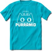 Purrramid - Katten T-Shirt Kleding Cadeau | Dames - Heren - Unisex | Kat / Dieren shirt | Grappig Verjaardag kado | Tshirt Met Print | - Blauw - M